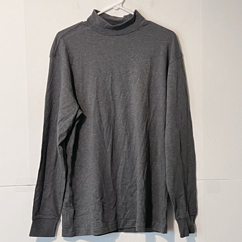 Daniel Cremieux Mens Mock Neck T-Shirt Size M Charcoal Grey Pima Cotton